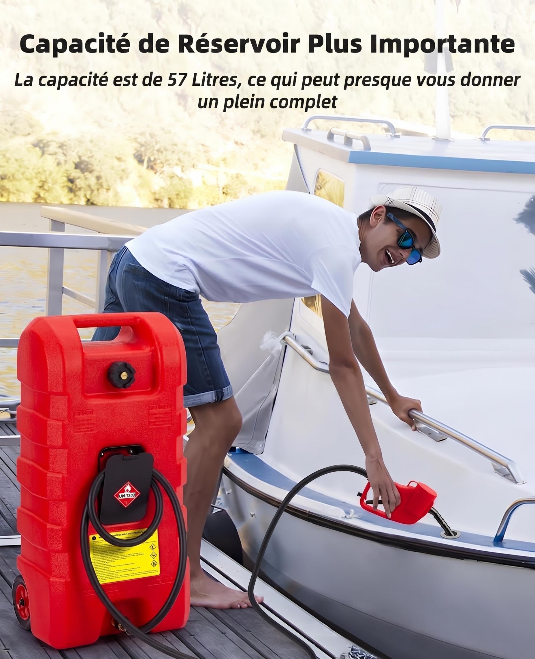 Garvee Réservoir Carburant 57L sur Roues avec Pompe Manuelle