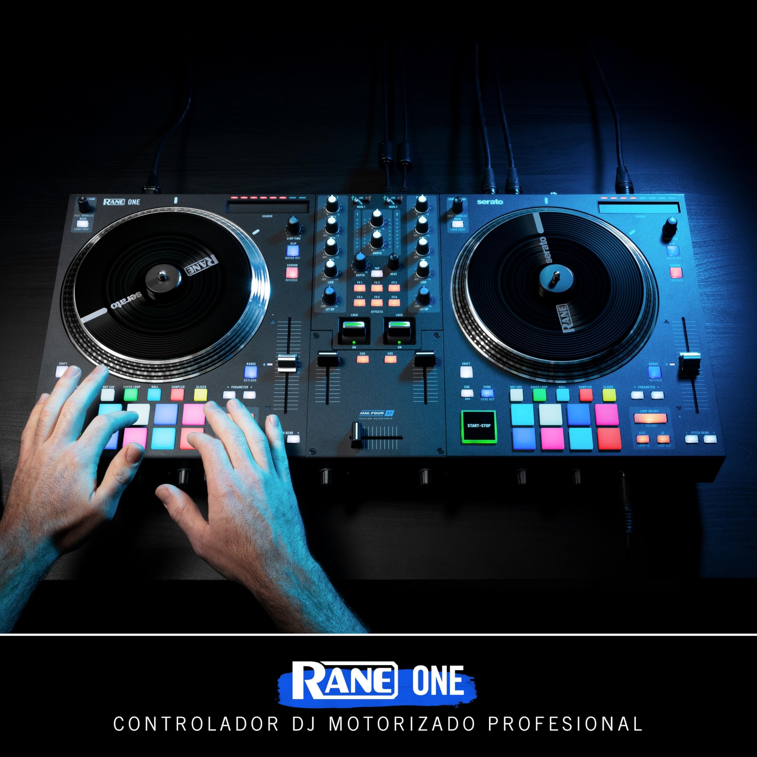 RANE ONE, Controlador DJ Profesional con Platos Motorizados de 7.2" Para Serato, Mesa de Mezclas con Serato DJ Pro Incluido, Efectos y 8 Pads