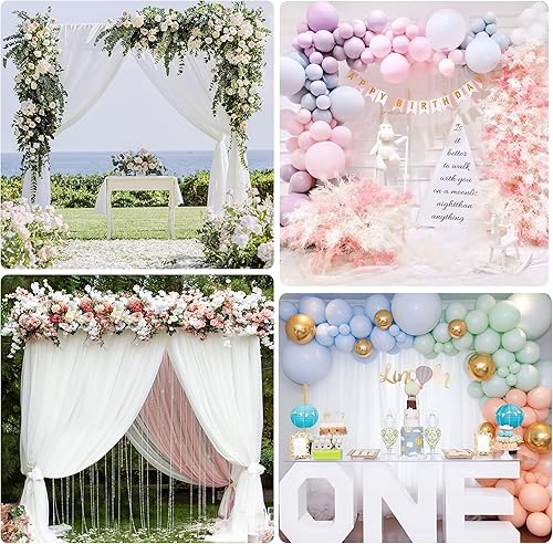 Miniatura 7 de Soporte de telón de fondo resistente de 8 x 8 pies, kit de soporte de telón de fondo de tubo dorado y drapeado, telón de fondo de metal ajustable,