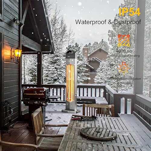 Miniatura 5 de Calentadores para exteriores para patio, calentador radiante infrarrojo eléctrico de 1500 W con control remoto, calentador de espacio de torre