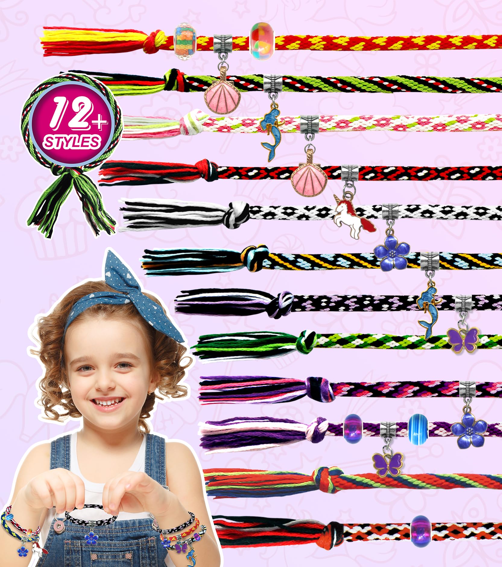 Ophy Kit Crea Braccialetti Bambina con 48 Fasci di Fili 6 Carte, fai da te Regali di Compleanno di Natale per Ragazze dai 7-12 Anni 175