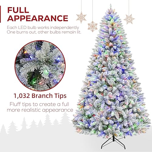 Miniatura 2 de Hykolity Árbol de Navidad preiluminado de 6 pies con 250 luces LED que cambian de color, árbol de Navidad artificial con 1032 puntas, soporte de