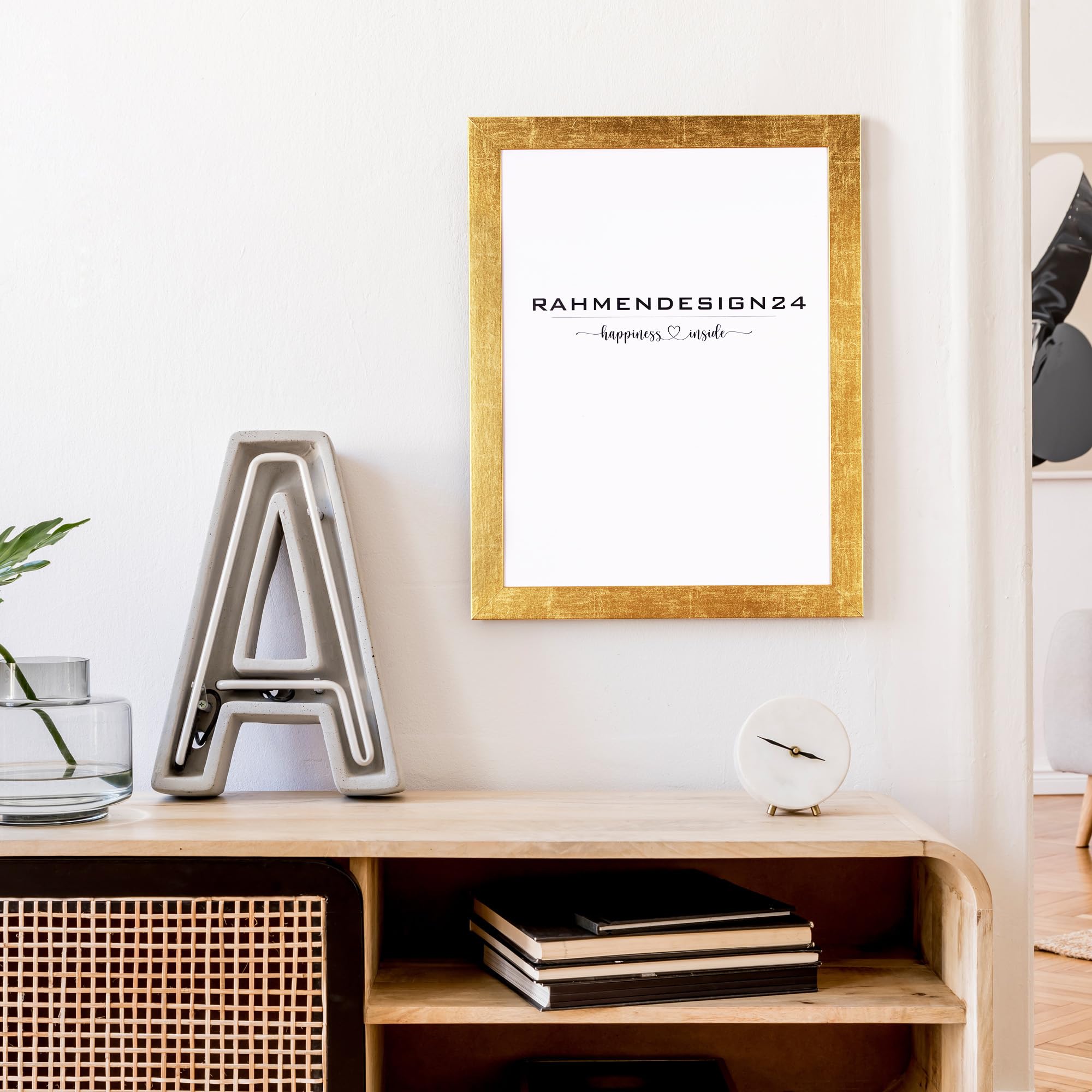 Milano Cadre photo - Format DIN feuille d'or 59,4 x 84 cm (DIN A1) - Cadre pour affiches, cadres photo, cadre amovible