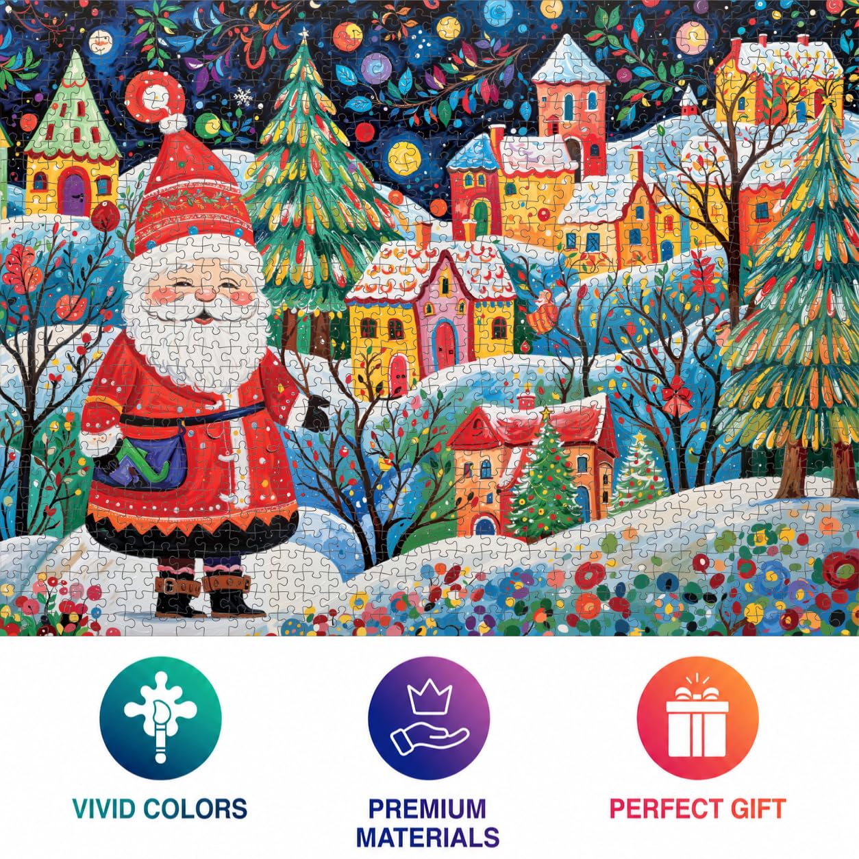 Cross & Glory - Puzzle natalizio da 1000 pezzi con Babbo Natale Yuletide Village by Cross & Glory - Sfida natalizia a tema Babbo Natale - Perfetto per feste in famiglia e amanti dei puzzle