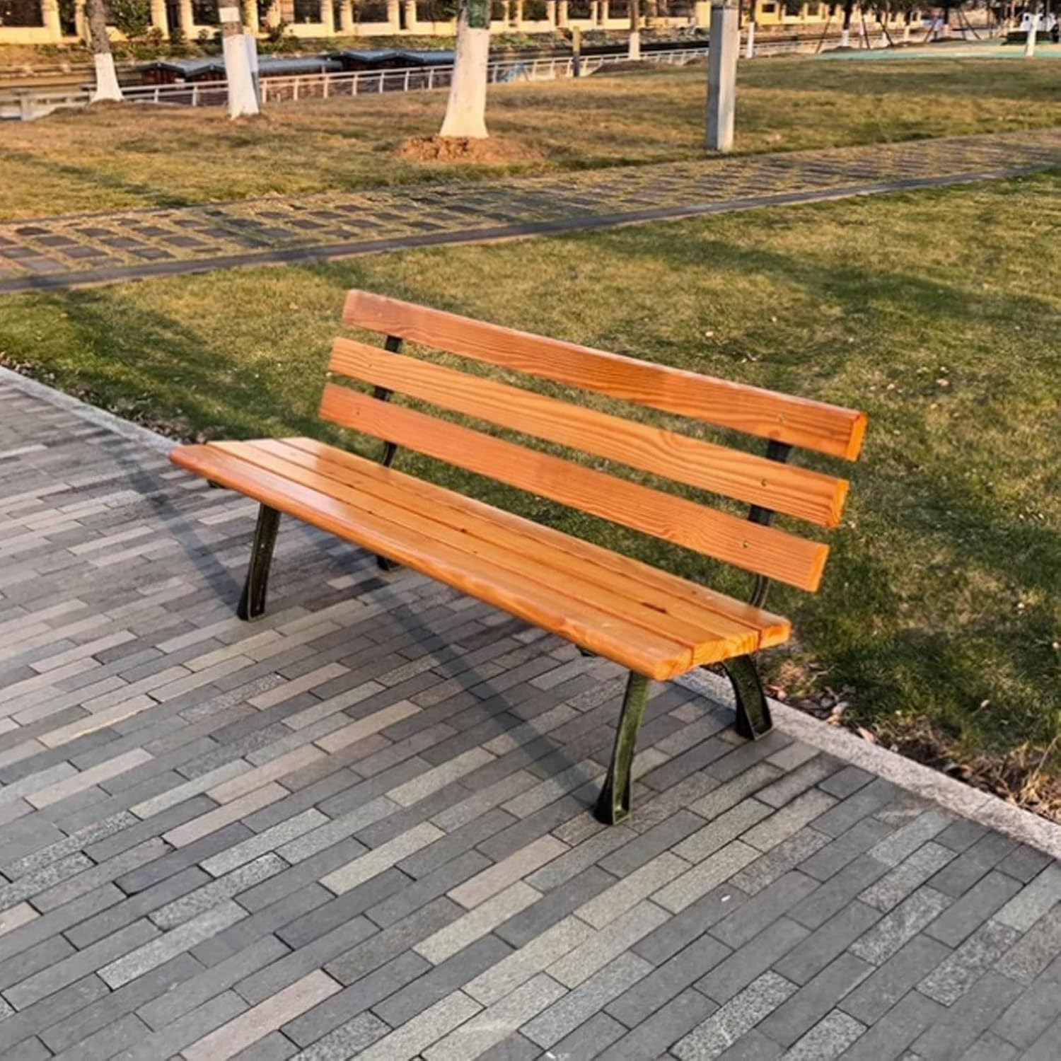 Park Bench, Garden Bench, Patio Outdoor Garden Bench, Seater Garden Bench, Slatted Seat for Yard, Balcony, Porch, Poolside, Garden Welcome Bench(with backrest,150cm/59in)