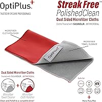 Vista 2 de OptiPlus Spray de limpieza de lentes totalmente natural y paño de microfibra de doble propósito Spray sin rayas para lentes, pantallas