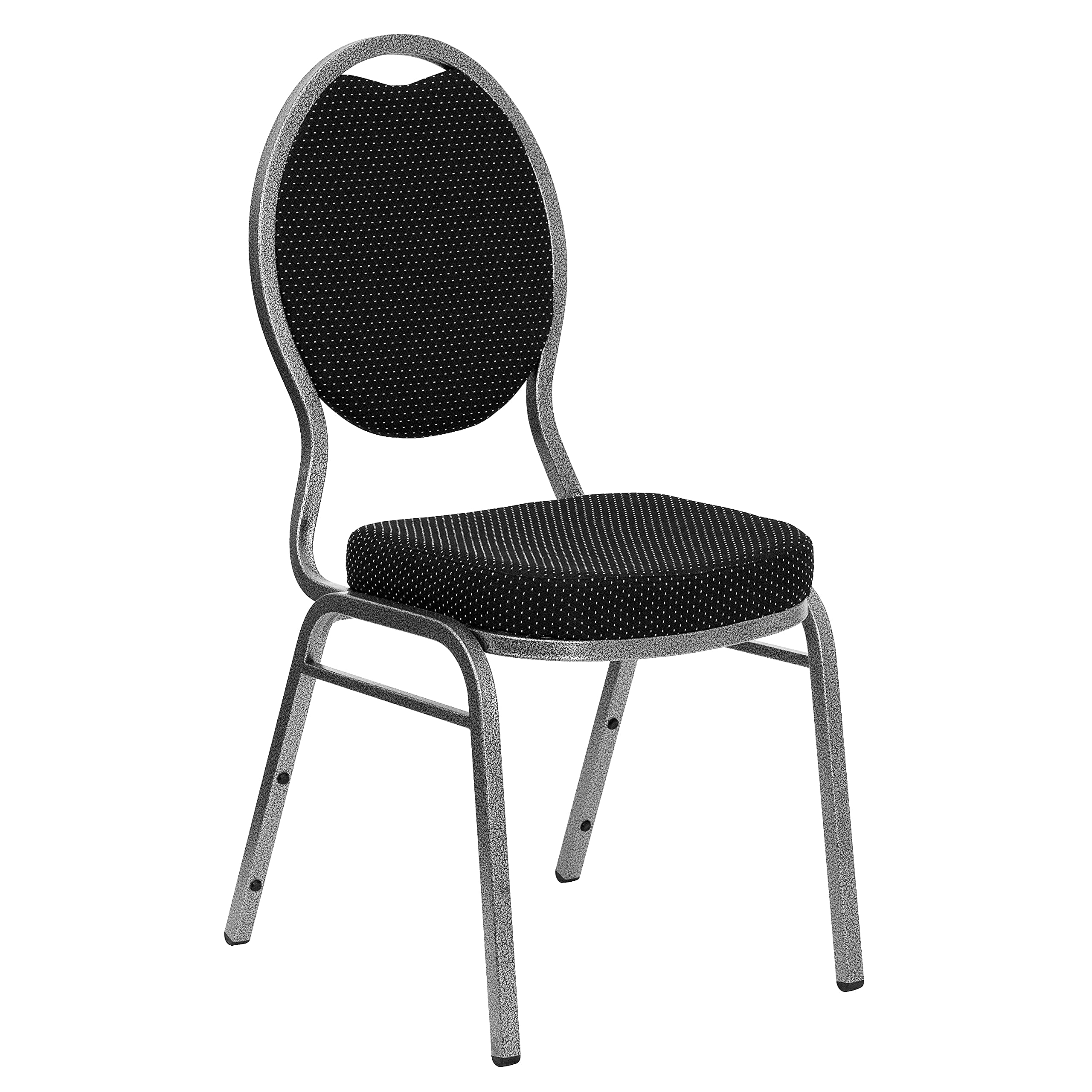 Flash FurnitureDC04SVS076 Teardrop Banquet Chairs W/Black Fabric Seat & Silver Vein Frame