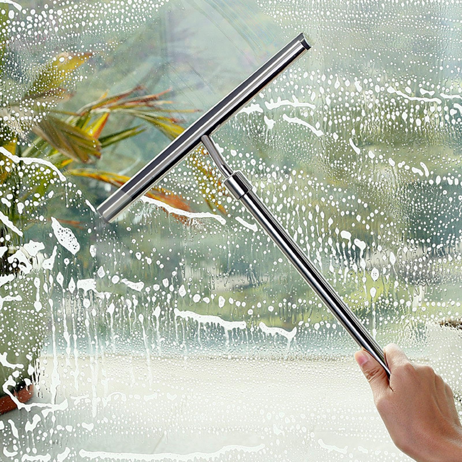 Fensterwaschabzieher Edelstahl Glasschaber Teleskop Reinigungswerkzeug für