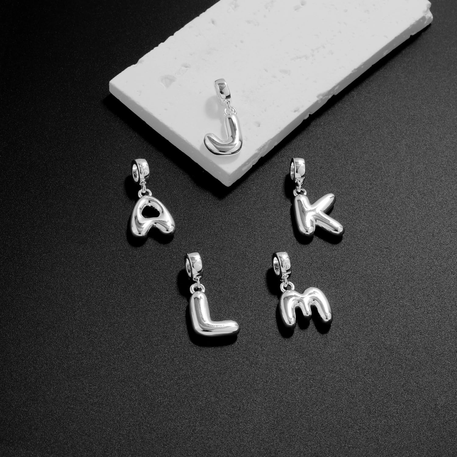 925 Sterling Silver Letter Charms for Bracelet Alphabet Bubble Initial Dangle Charms Beads Jewelry Gifts for Women - Image 5