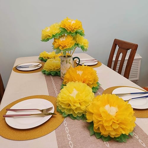 Miniatura 2 de Manteles individuales redondos dorados de papel para cena, Nochevieja, fiesta, cumpleaños, decoración de mesa de cumpleaños, 12 pulgadas, paquete de