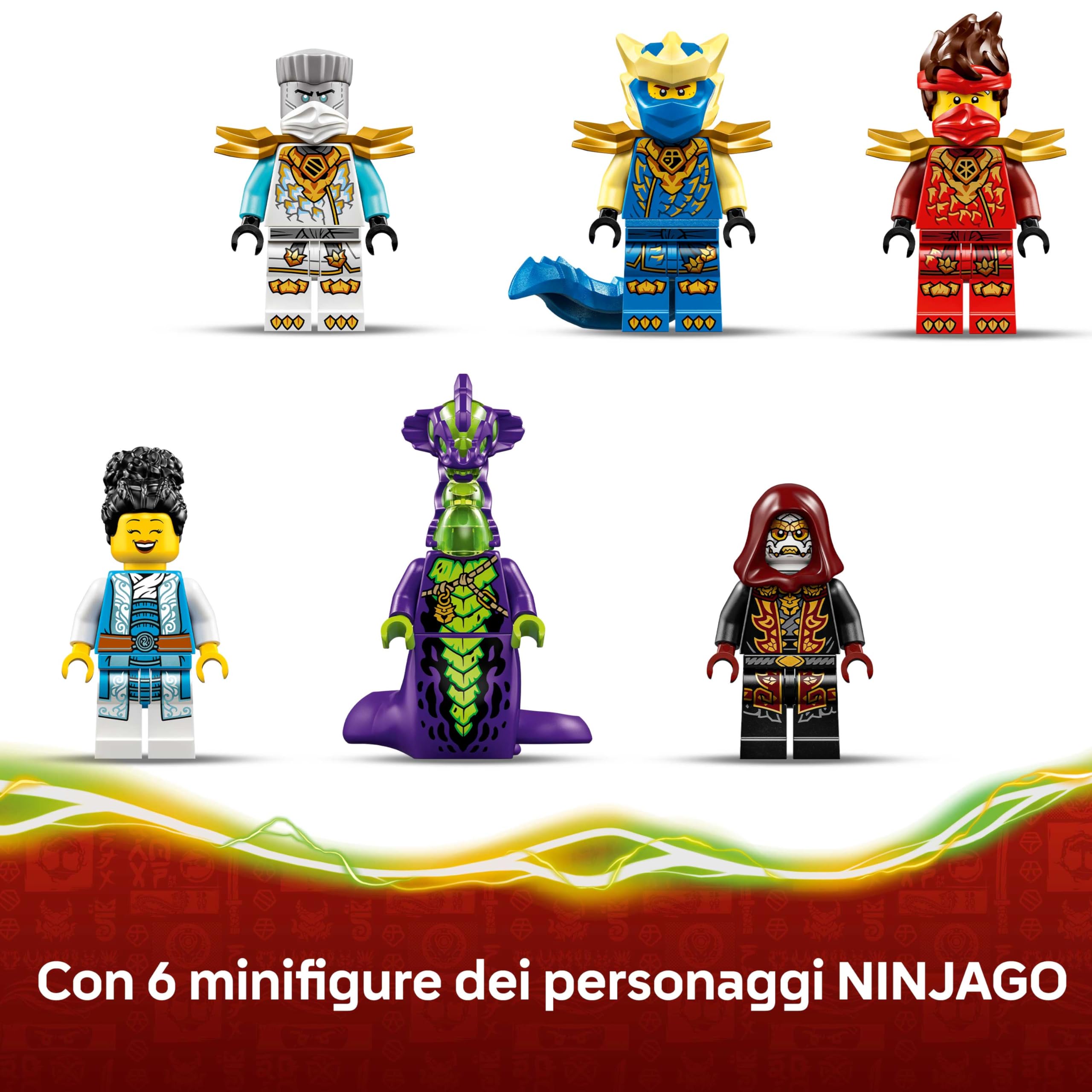LEGO NINJAGO Battaglia alla Casa sull’Albero con Veicolo Ninja - Giocattolo d'Azione con Moto, Elicottero, 6 Minifigure e Spade - Idea Regalo per Bambini e Fan da 7 Anni in su - 71857
