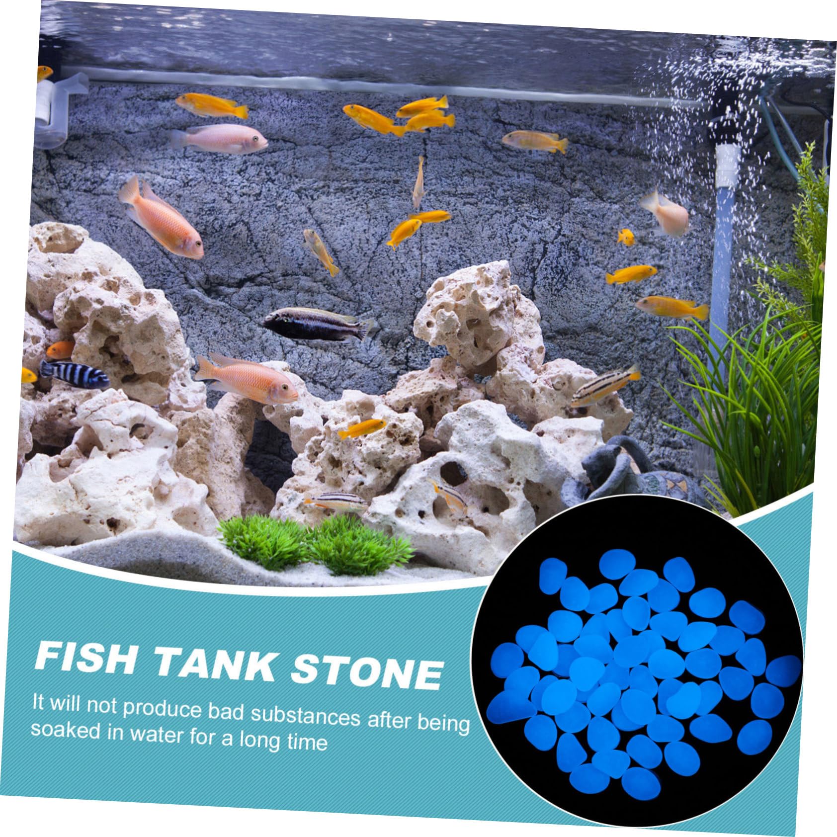 Yardwe 3 Sätze Blaue Kieselsteine Aquarien Aquarium Aquarium Sprungbrett Lichter Wohnungseinrichtung Wohnungsdeko Aquarium Leuchtkies Garten Leuchtender Stein Harz Blue 300 Stück * 3
