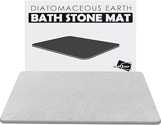 Bath Stone Mat, 23.5" x 15.5" Fast Drying Absorbent Natural Diatomaceous Earth Mat, Anti-Slip Floor Shower Mats for Bathroom, Kitchen, Light Gray