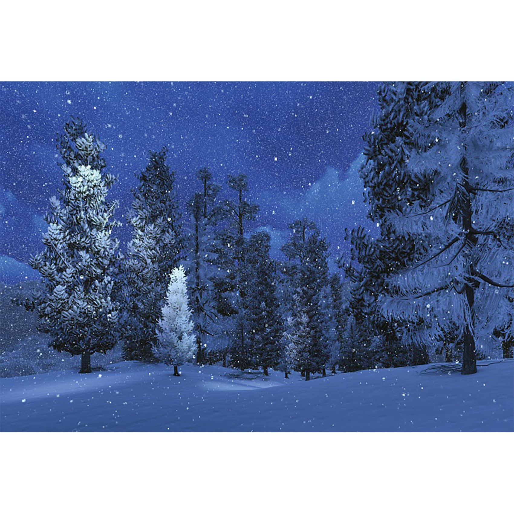 Baocicco 8x6ft Winter Snowy Night Backdrop Winter Scene Pine Trees Forest Snowfall Photography Background Xmas Celebration Party Decorations Banner