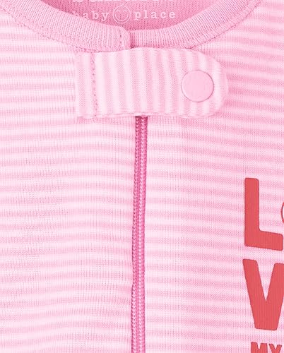 Miniatura 3 de The Children's Place Pijama de una pieza con pies y cremallera frontal de algodón con estampado floral y estampado floral para niñas (2 unidades)