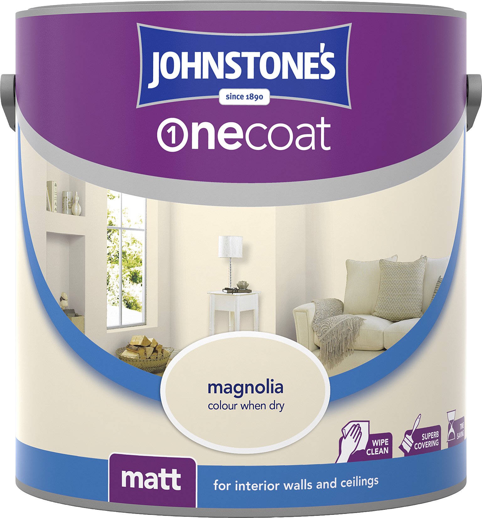 Johnstone's One Coat Matt Emulsion Paint - Magnolia 2.5L