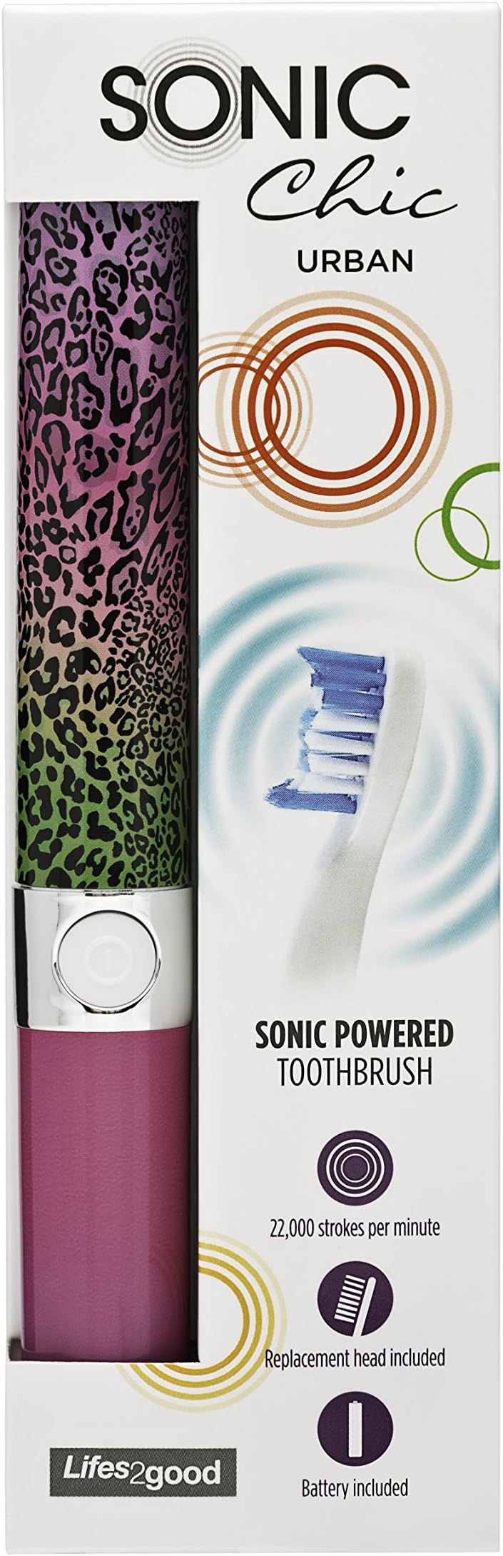 SONIC Chic Urban Travel Toothbrush, Loud Leopard