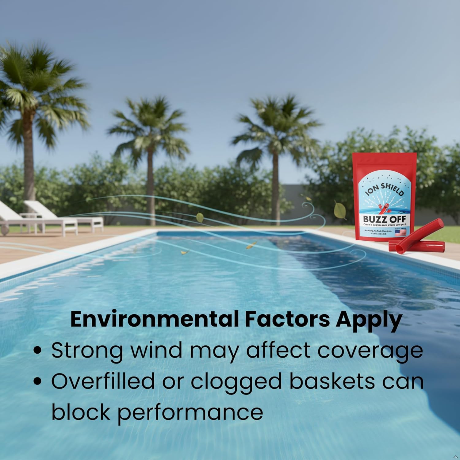 Waters Choice, Inc Buzz Off Ion Shield™ Pool Circulation Accessory – Chemical-Free, Non-Toxic System – 2 Tubes per Pack – Works with Skimmer or Pump Basket – Treats Up to 10,000 Gallons