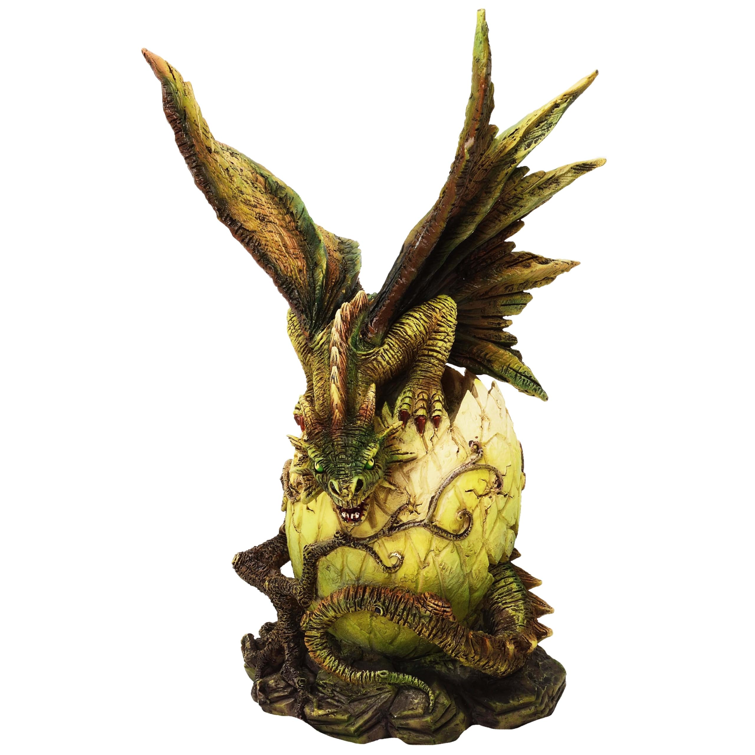 MystiCalls Dragon sur l'œuf de dragon dans une branche - Figurine fantastique dragon babydrache