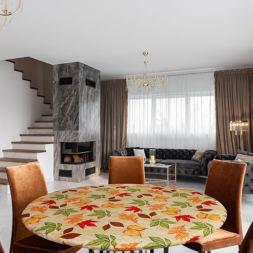 Miniatura 7 de Covers For The Home - Funda de mesa ajustable de vinilo con bordes elásticos de lujo, diseño de hojas, redondo, ovalado, oblongo, se adapta a mesas