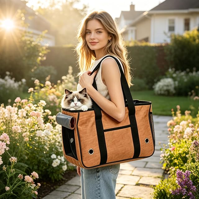 Foto 2 de 7 de PETCUTE Bolsa Transporte Transpirable para Mascota con Persianas Enrollables Selladas,Plegable Bolsa…