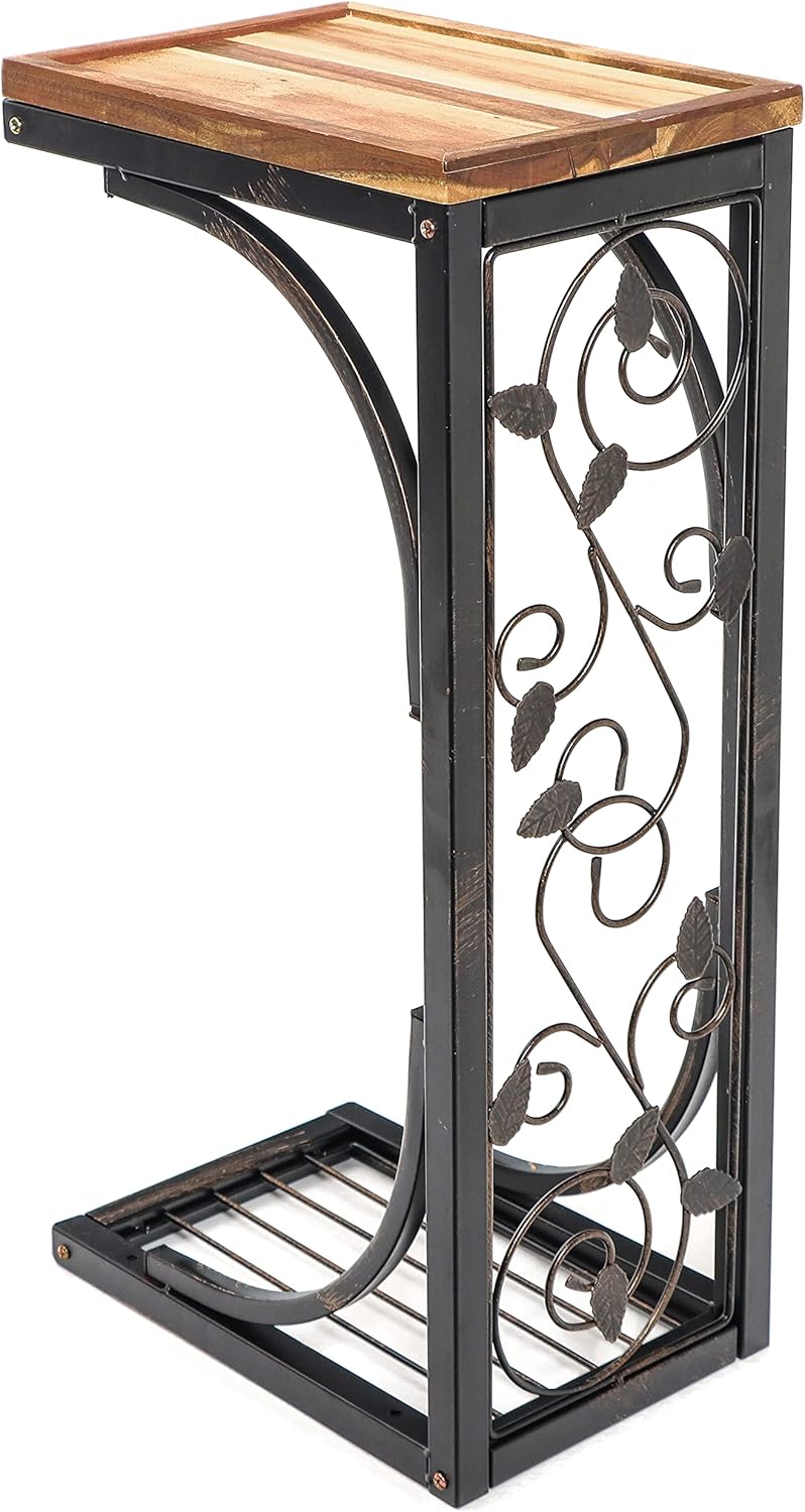 Trademark Innovations Snack Side Table, Brown Nepal Ubuy