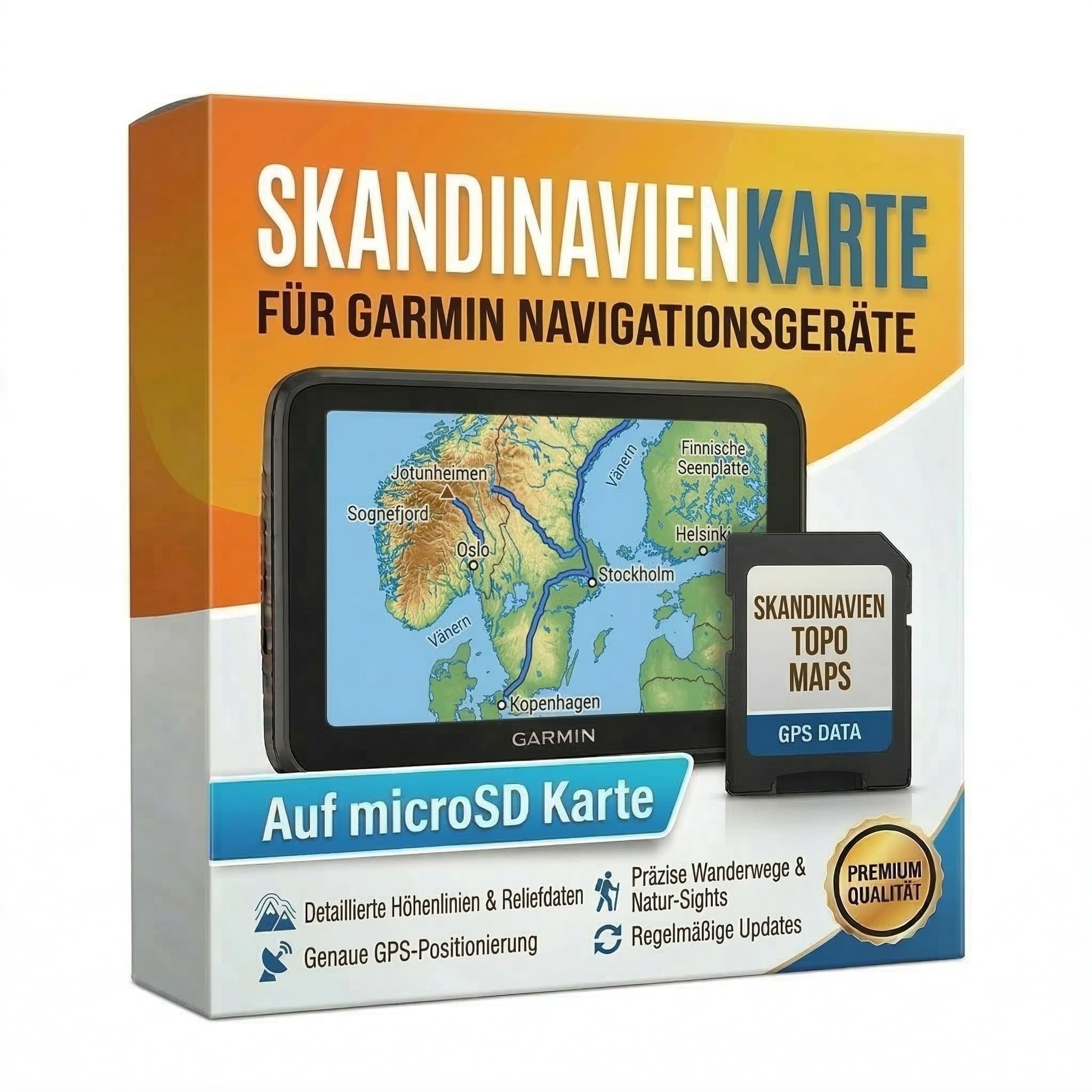 Skandinavien TOPO Navigationskarte (Norwegen, Schweden, Dänemark) für Garmin GPS - 2026