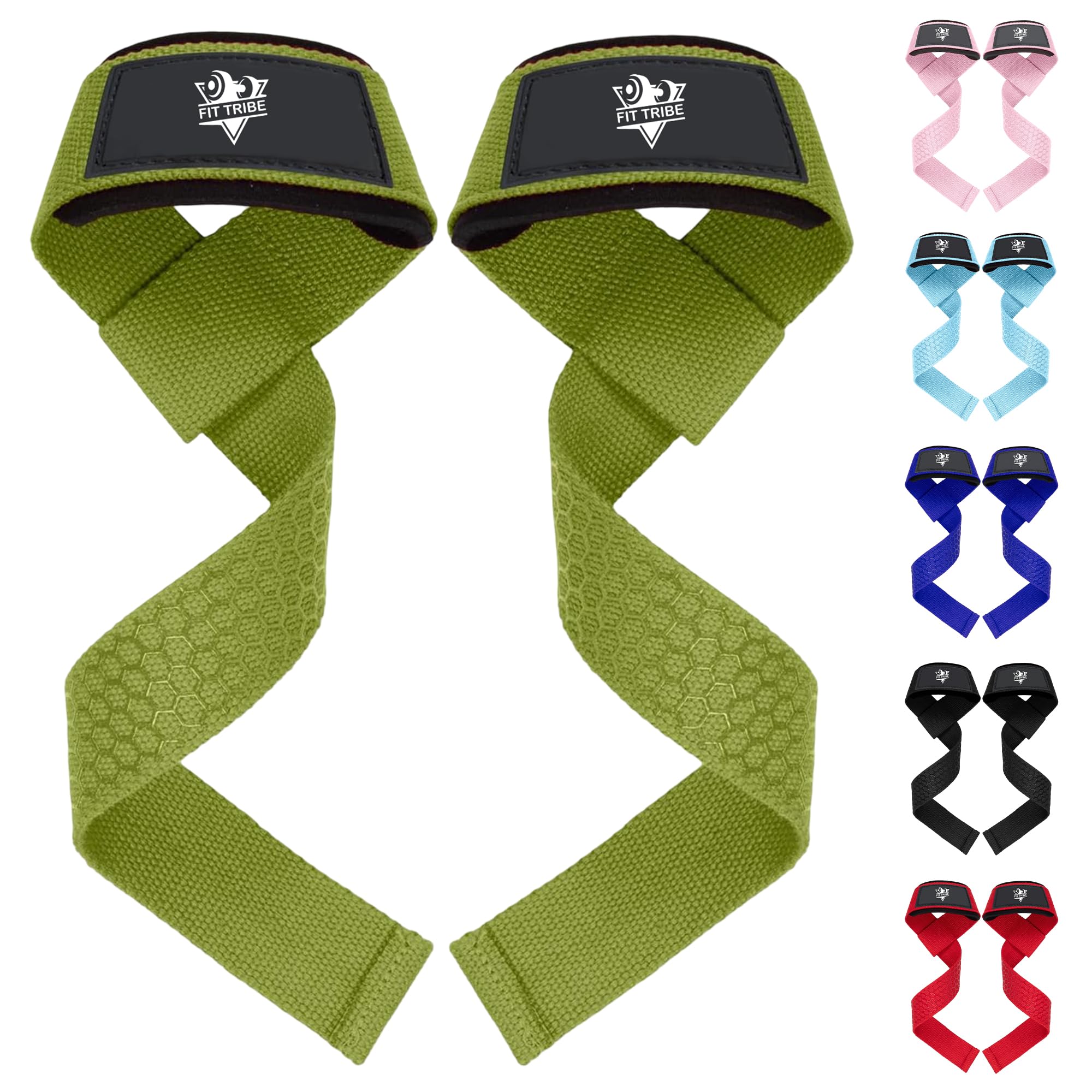 Fit Tribe Neoprene Weight Lifting Straps for Men and Women - Adjustable Gym Wrist Support Straps for Powerlifting, Bodybuilding, Deadlifts, Shrugs, Rows - Durable Strength Training Accessories