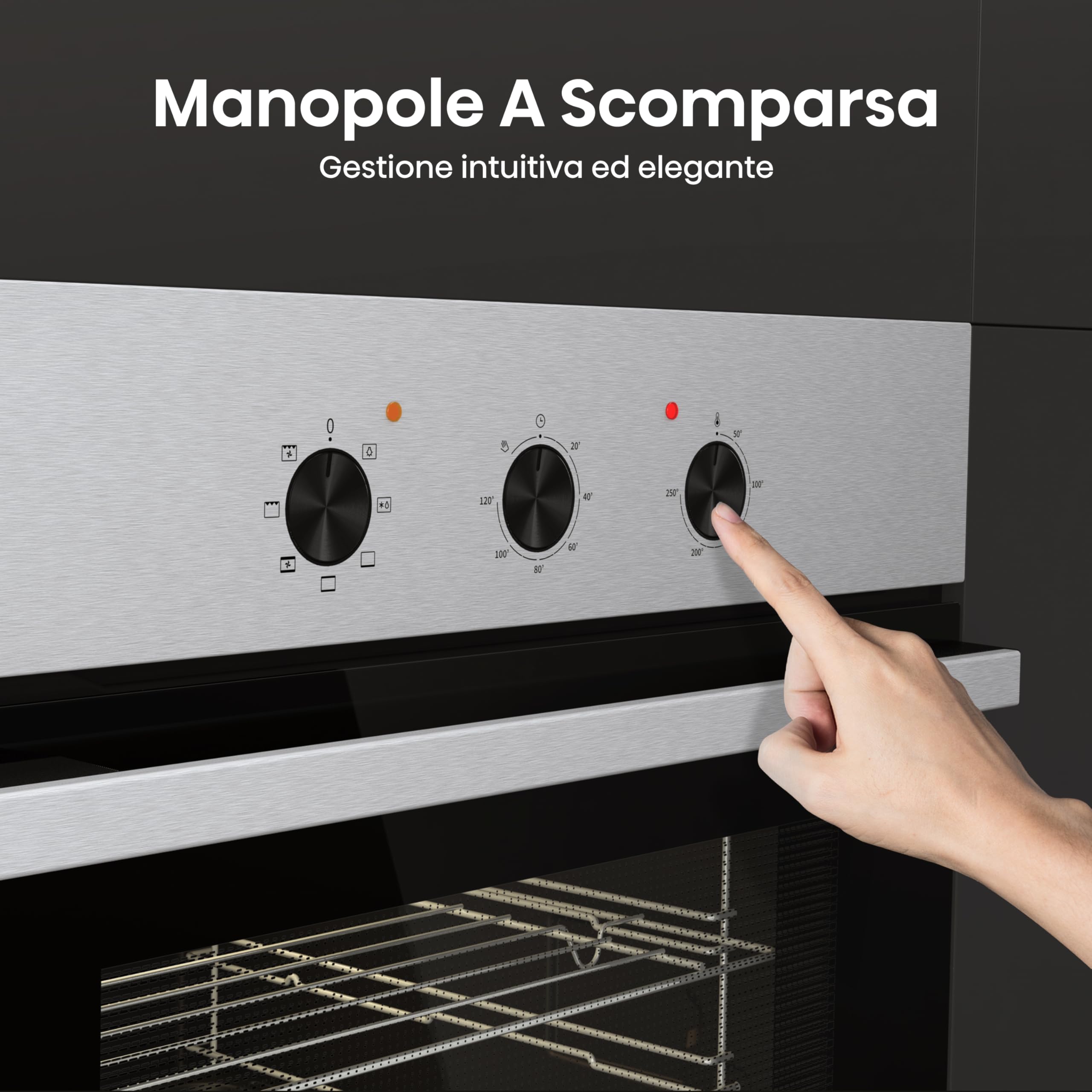Hisense Forno Multifunzione 73 litri 60 cm Classe A Nero/Inox Guide telescopiche 7 funzioni 3 vetri