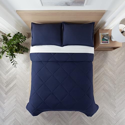 Miniatura 3 de Serta Juego de edredón reversible de 3 piezas con fundas de almohada para todas las estaciones, King, Peacoat