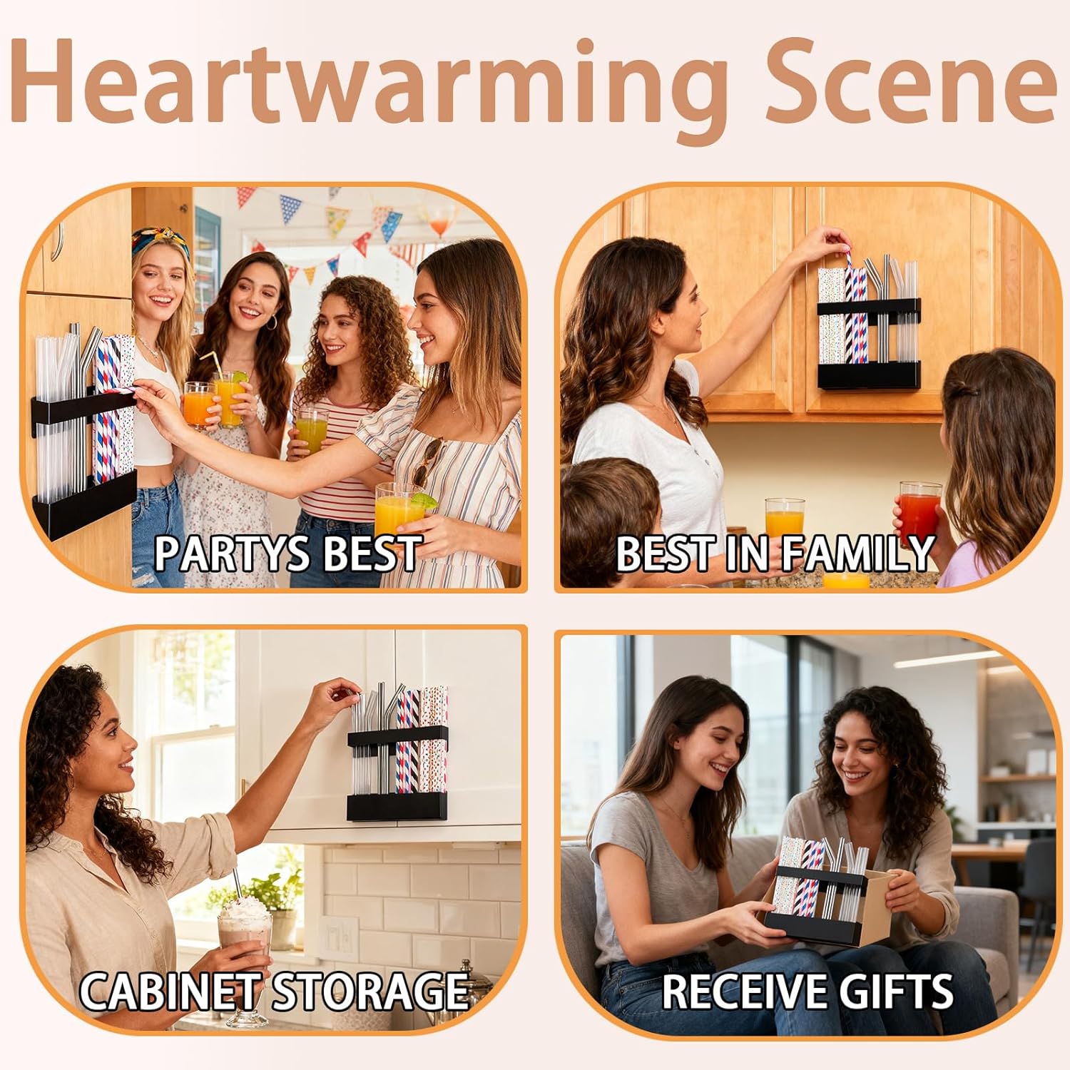 Magnetic Straw Holder Adjustable Height — Kitchen and Cabinet Storage Solutions/Refrigerator Organizer with Double-Sided Tape, Rust-Proof Steel & Easy Clean Design, Fits All Straw Types - Image 7