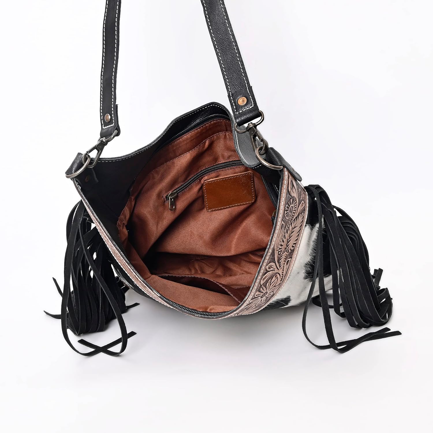 Leather Cross Body Bag Purse for Woman Sling Bag Cowhide Handmade Western Shoulder Bags With Adjustable Strap 12x14 in - Image 5