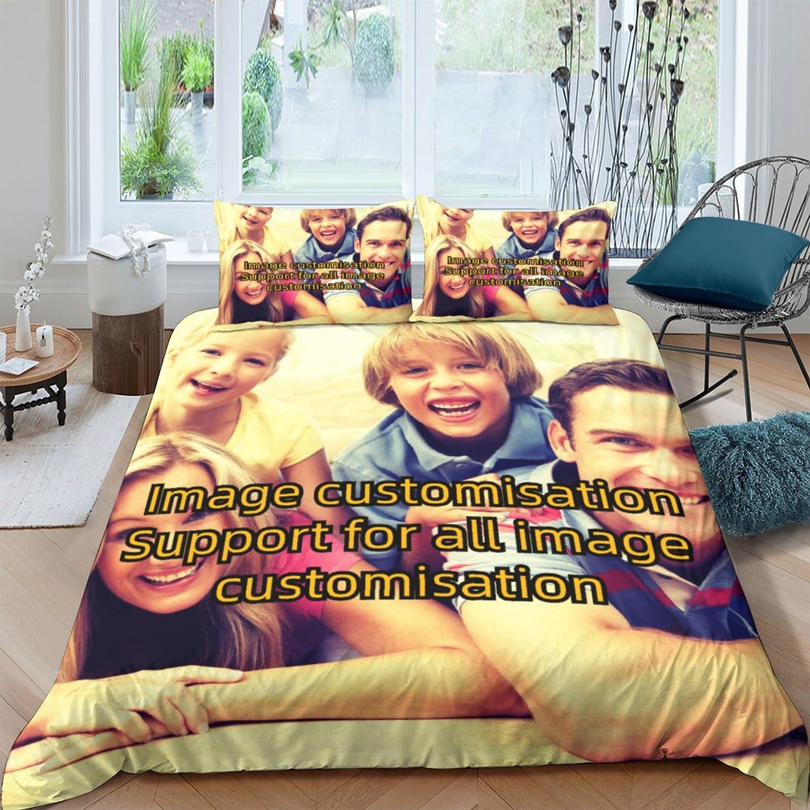 Housse de couette sur mesure pour un portrait de famille unique dans la chambre des enfants