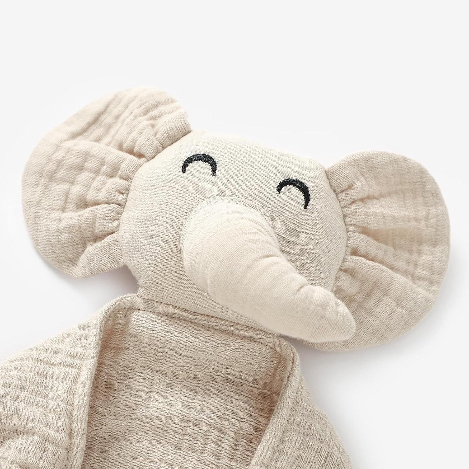 Organic Elephant Lovey, Muslin Security Blanket for Babies, Elephant Baby Stuffed Animal, Snuggle Toy, Gift for Boys and Girls (Khaki) - Image 2