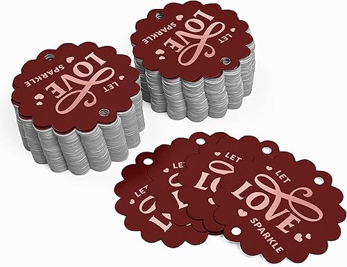 Miniatura 3 de Paquete de 50 etiquetas colgantes de papel con texto en inglés Let Love Spark