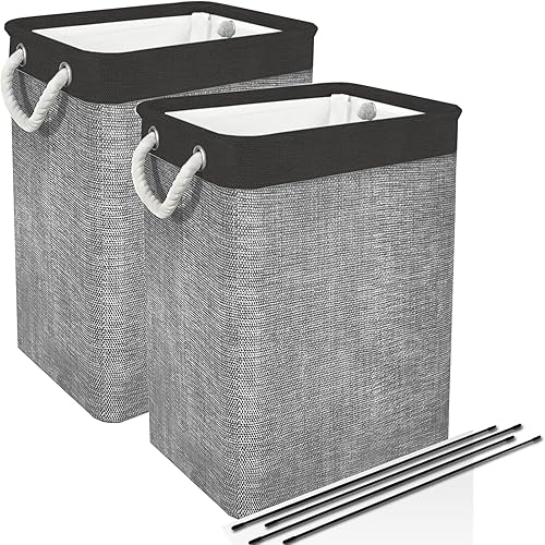 DYD Paquete de 2 cestas para la ropa sucia con asas y soportes, cesta pequeñagrande y alta para niños y niñas, plegable, forro integrado para