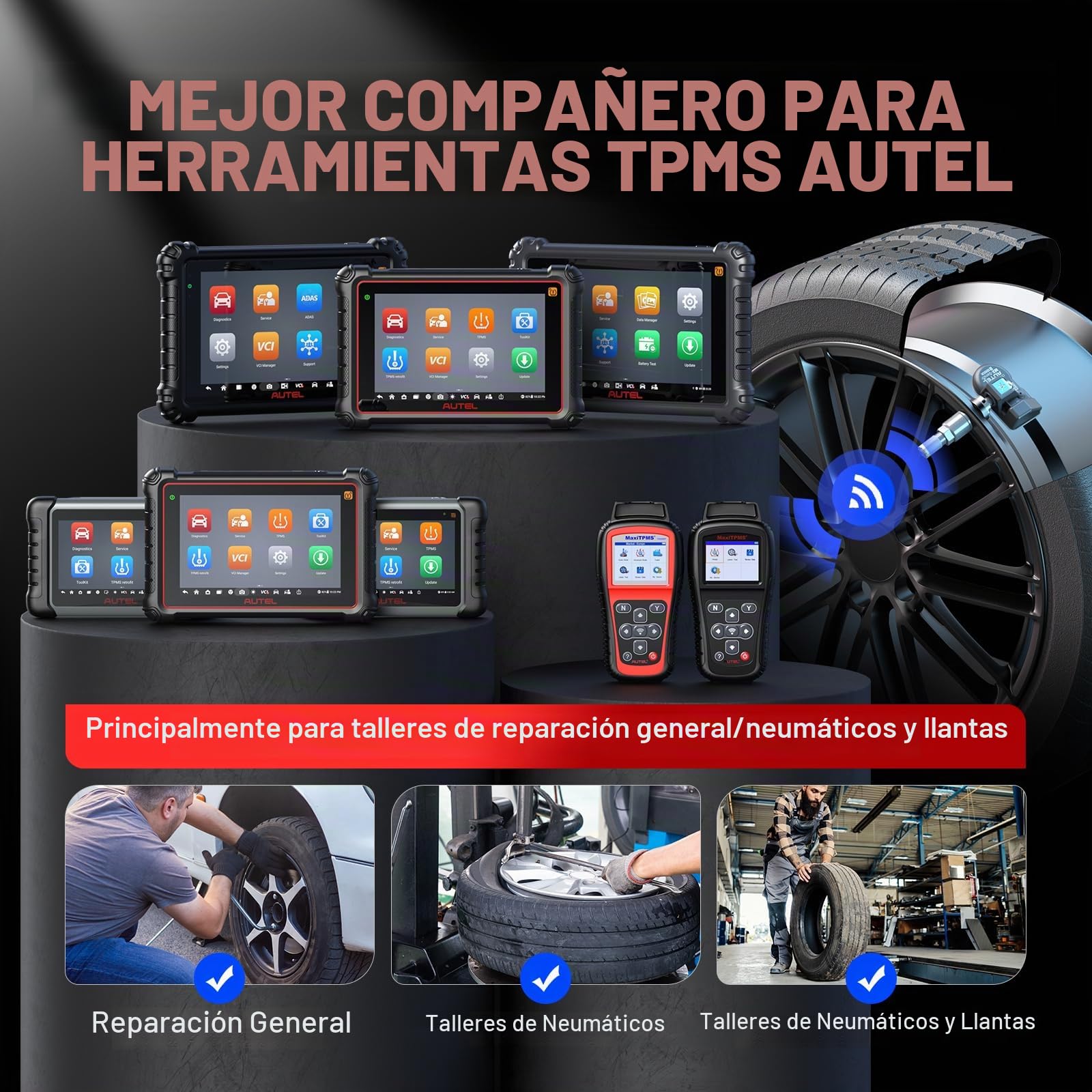 Autel MX-Sensor Doble Frecuencia, Sensores TPMS de Nivel OE para 98% Autos, Funciona con TS408S TS501Pro TS508WF TS601 TPMS Herramienta, Sensor de Neumáticos 100% Programable (Válvula de Metal, 4PCS)