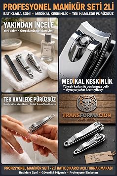 Transformacion Profesyonel Manikür Seti 2li Batık Çıkarıcı Açılı Tırnak Makası 723643