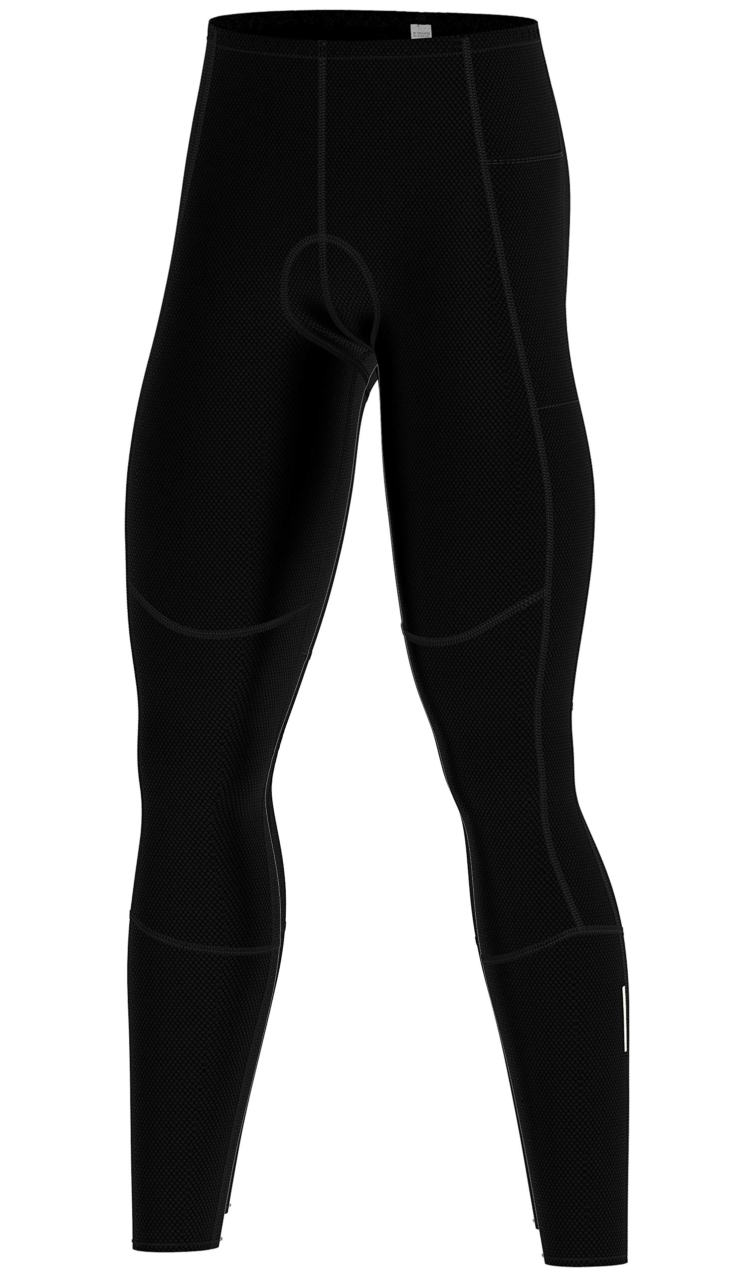 DHERAMen's Thermal Cycling Tights with Cold Protection, Padded Lightweight Bike Leggings Four-Way Stretch Convenient Pocket and Safety Reflector