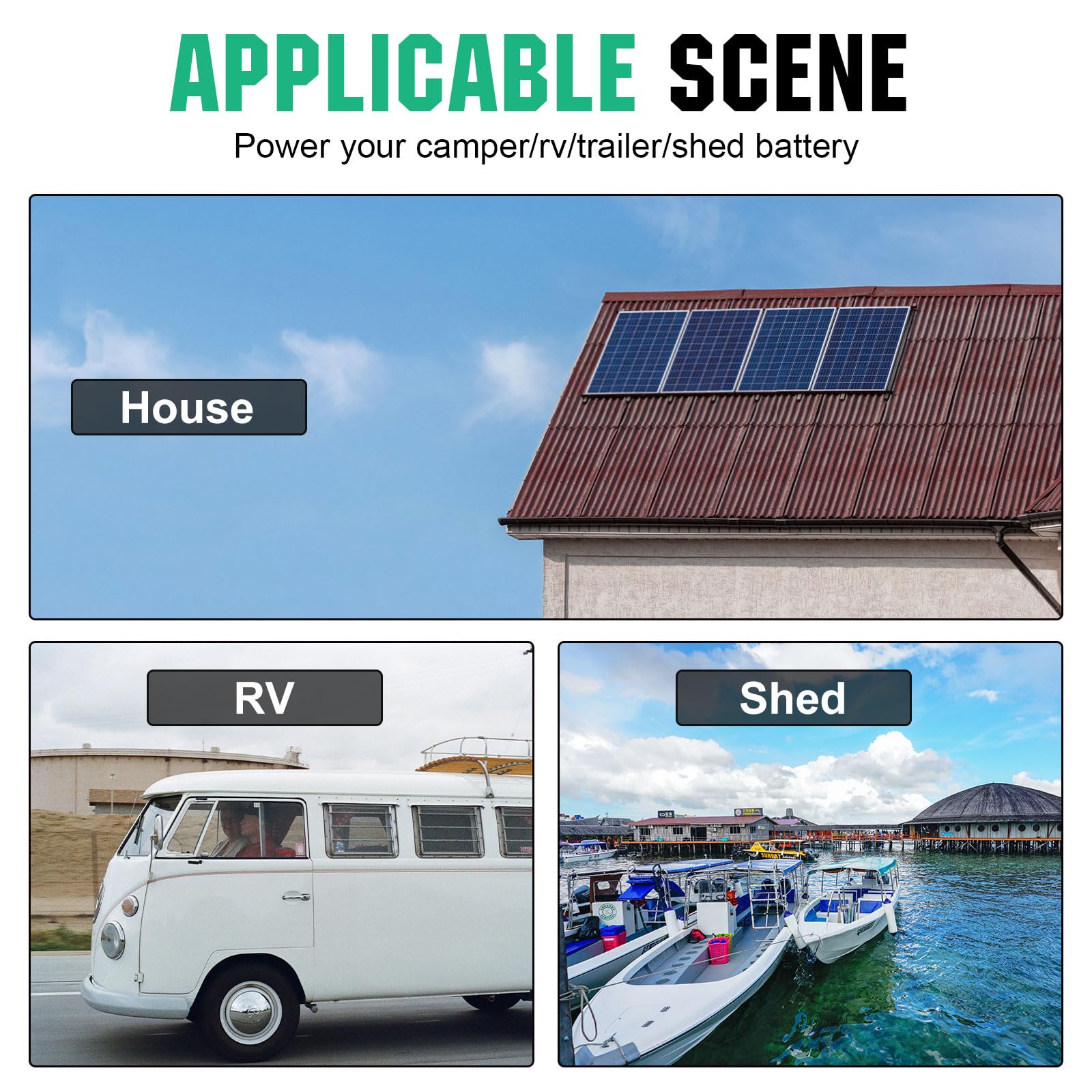 ECO-WORTHY 240W Sistema solar kit completo para autocaravanas: 2 * 120W módulos solares + 30A regulador de carga+ 1 * 50AH batería de litio+ 600W inversor de onda sinusoidal