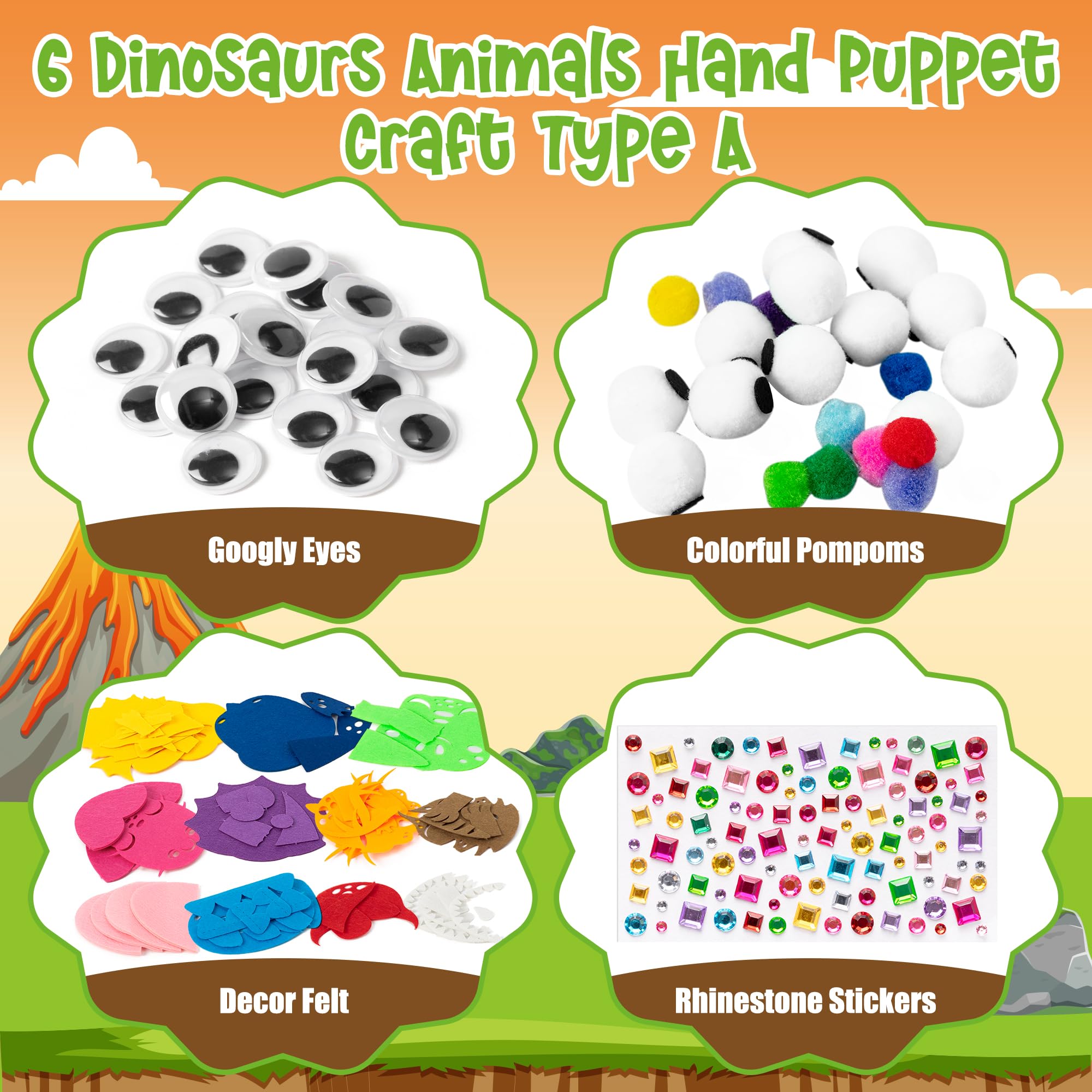 WATINC 6Pcs Hand Puppet Making Kit, Art Craft Felt Sock Puppet Toys - Image 2