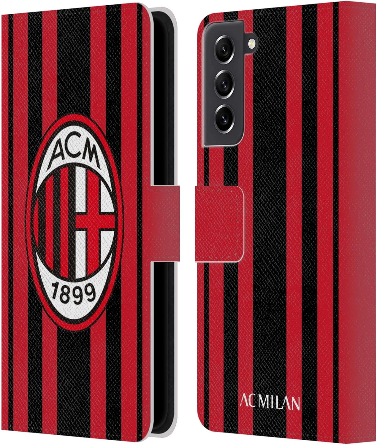 Head Case Designs Officially Licensed AC Milan Home 2021/22 Crest Kit Leather Wallet Case Compatible with Samsung Galaxy S21 FE 5G