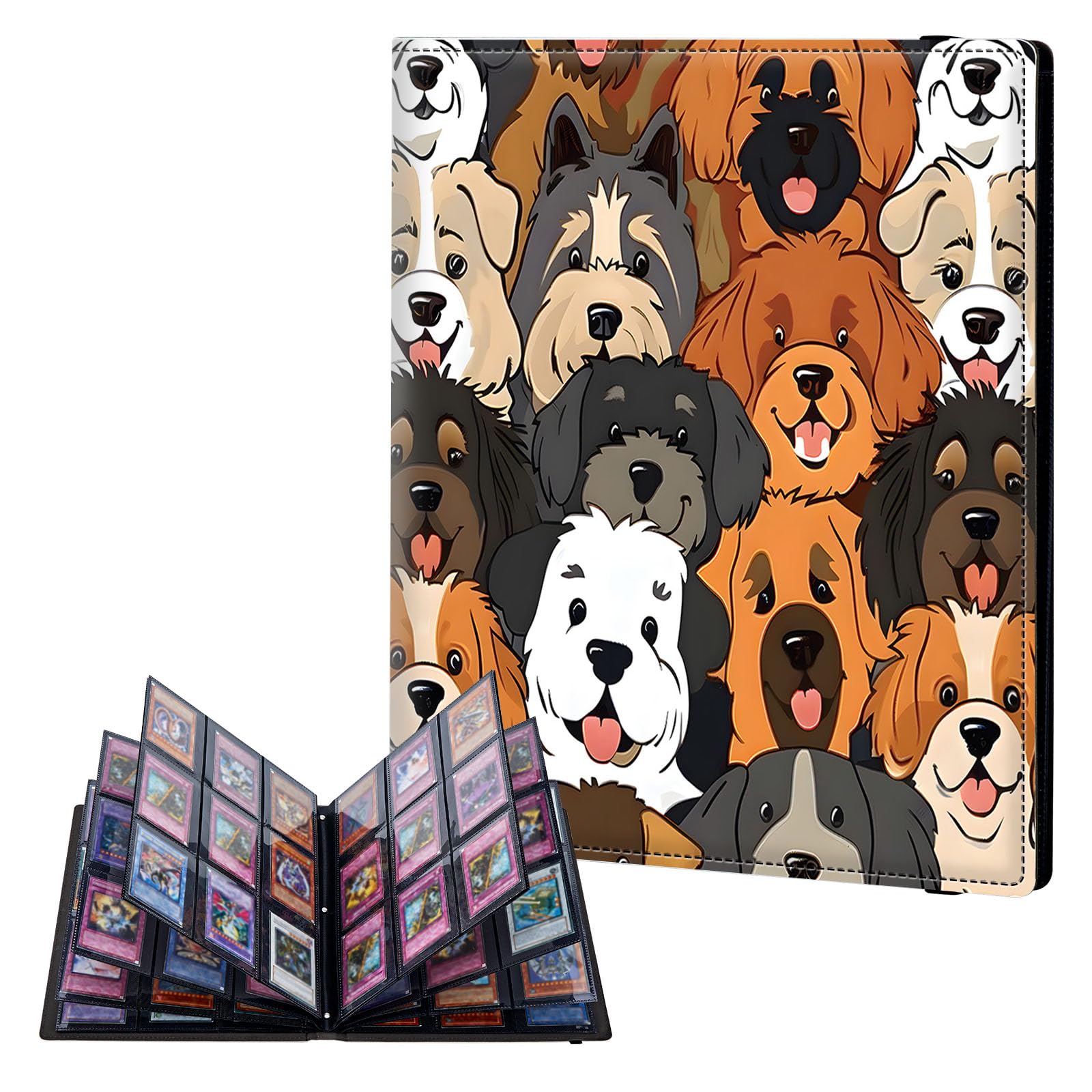 ETLKJVBL 9 Pocket Trading Card Binder, Card Collection Binder for TCG, MTG, Sports Cards, Baseball, Cute Cartoon Dog Trading Card Book Holder for Collectors, Top Loader Binder — image 1
