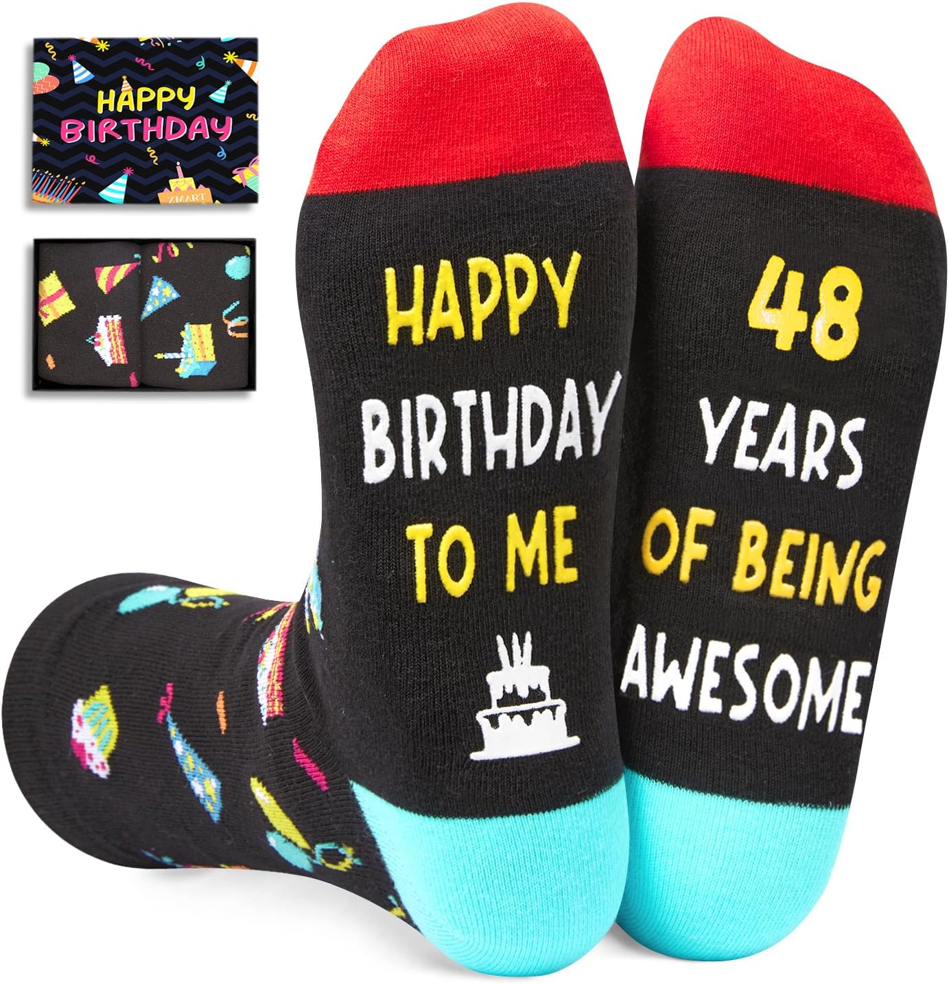 Zmart Birthday Gifts for Men - Women Bday Socks for 41 45 50 Year Old Him, 50th Bday Gift