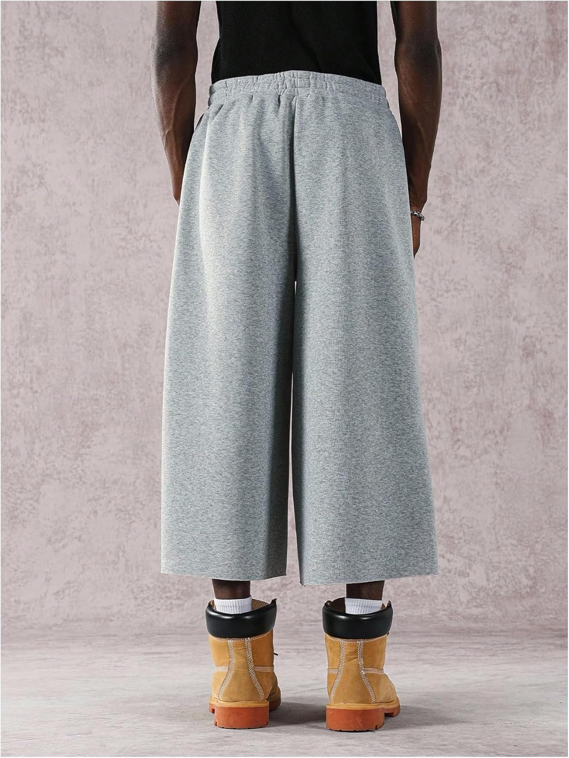 OYOANGLE Men's Capri Sweatpants Graphic Elastic Drawstring Waist Y2K Loose Straight Leg Pants Streetwear - Image 3