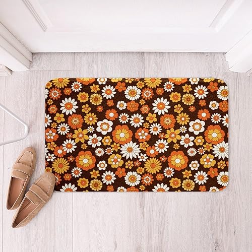 Groovy - Alfombra de baño bohemia con estampado floral y de 20 x 32 pulgadas, para baño, estilo retro, hippie, floral, vintage, colorida, con