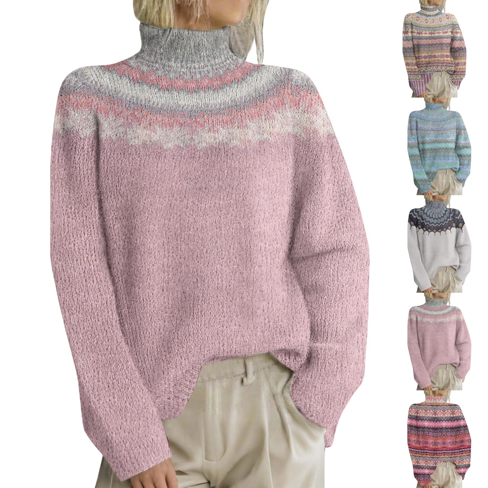 Turtleneck Sweater Women Cozy Sweaters for Women Trendy Long Sleeve Fall Sweaters Winter Knit Casual Pullover Tops