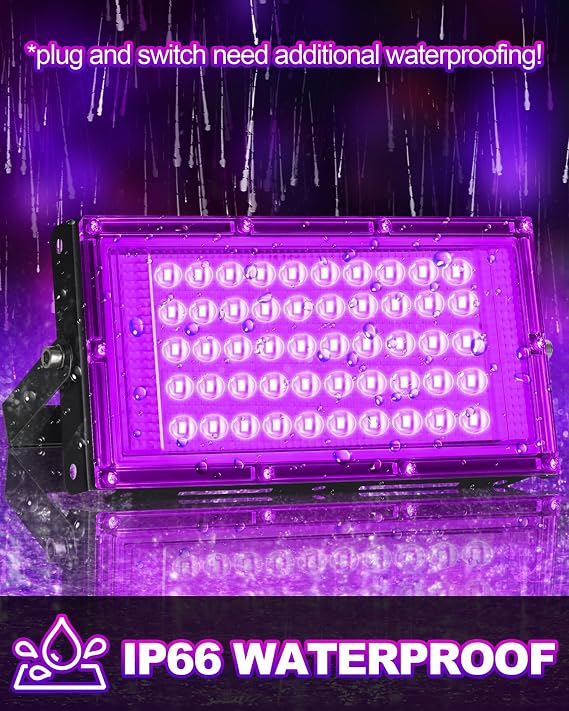 42W 2 Pack Black Light Bar + 50W 2 Pack Black Light Floodlight