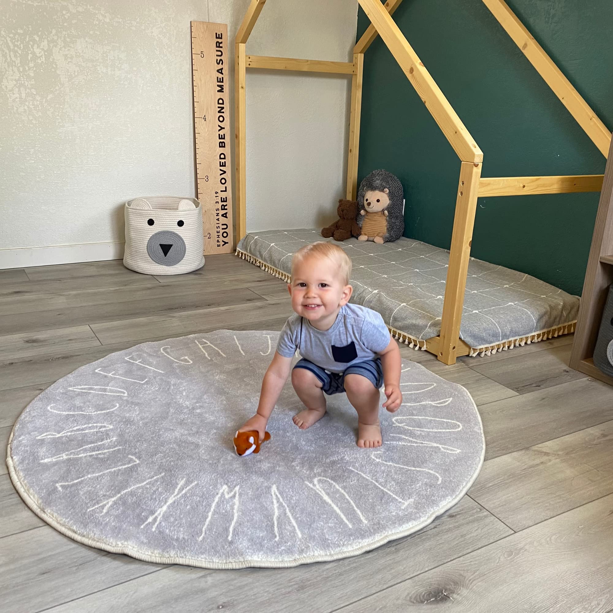 Extreme Impact ABC Round Baby Rug for Nursery Large Alphabet Kids