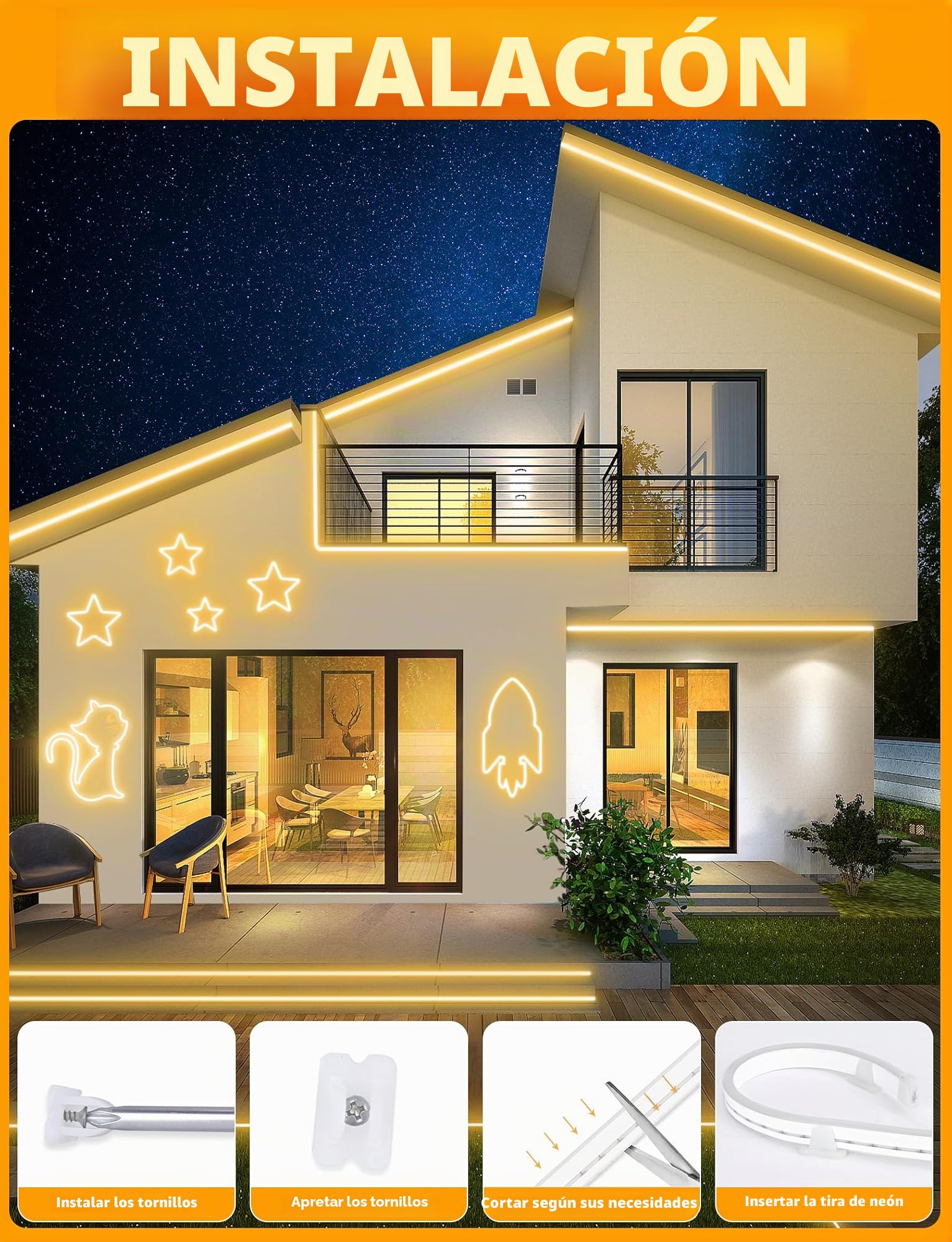 Lamomo Tira de LED de 30 m, luz blanca cálida, regulable, tira de luces de neón, impermeable, 3000K, silicona, bricolaje, flexible, 24V, tira de luz con fuente de alimentación y controlador para